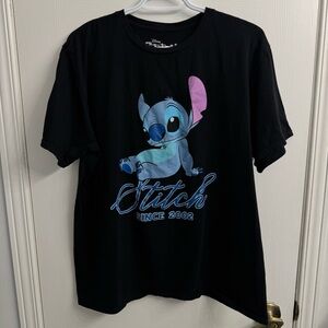 Disney Stitch Y2K Graphic T-Shirt Black Blue Men's Size M Lilo & Stitch